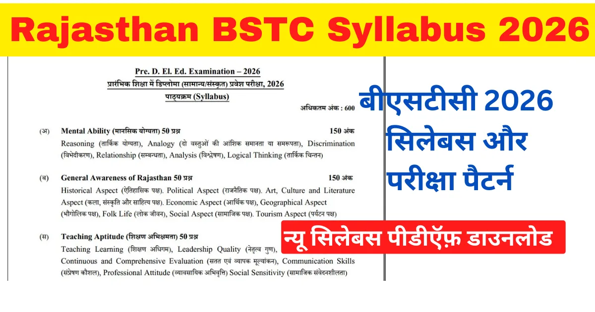 Rajasthan BSTC Syllabus 2026 PDF Download