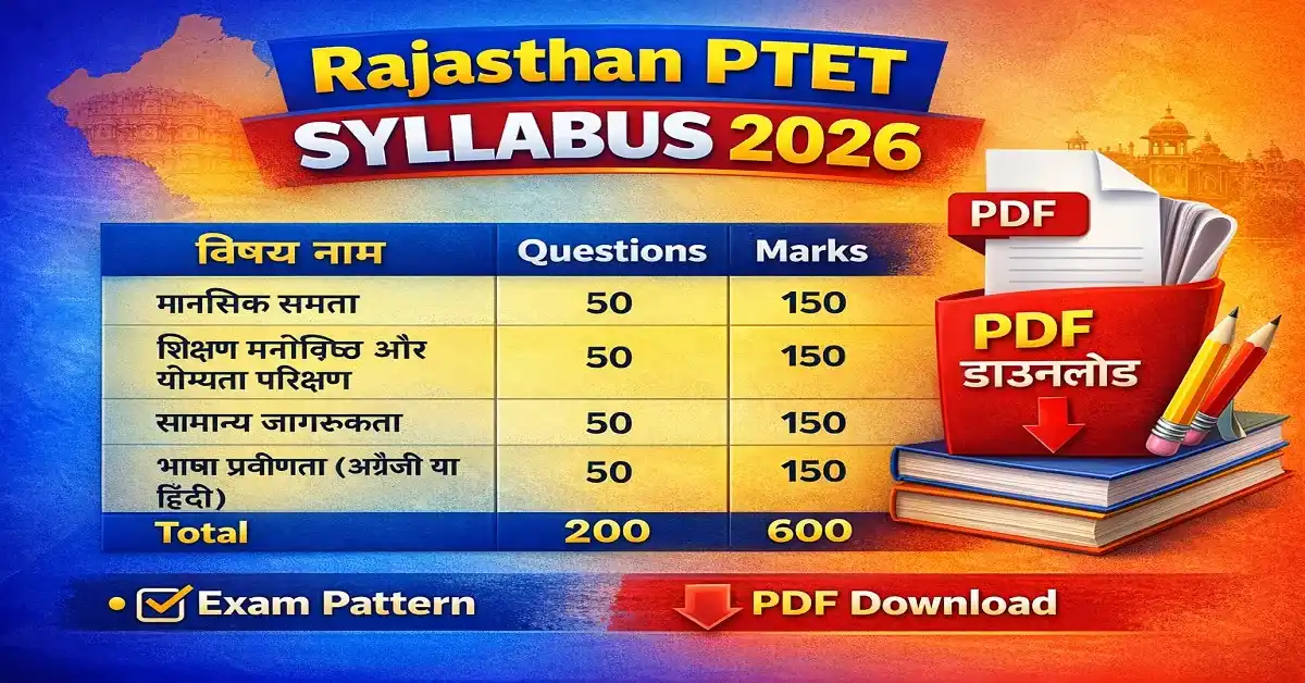 Rajasthan PTET Syllabus 2026 pdf download