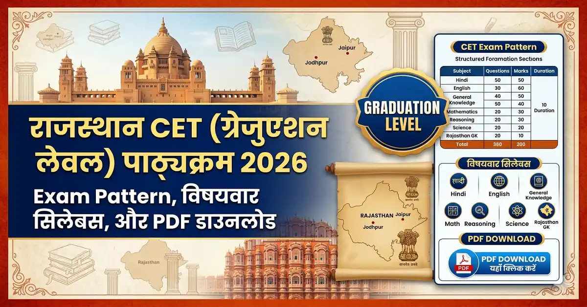 Rajasthan CET Graduation Level Syllabus 2026 in Hindi